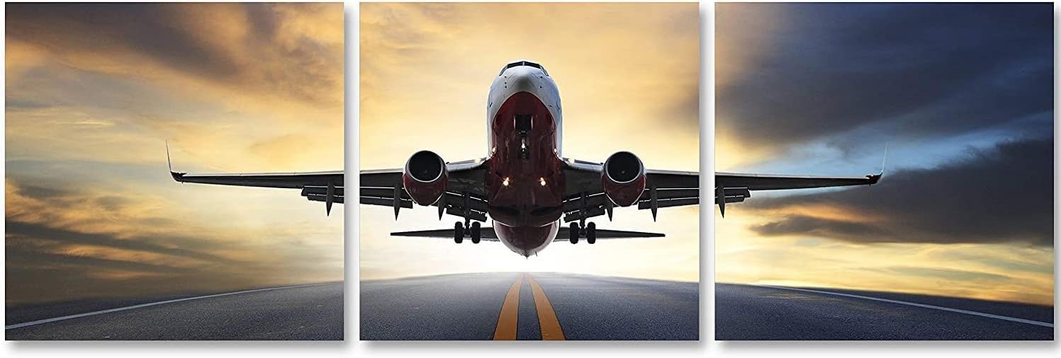 3 teiliges flugzeug wandbild leinwand – Bild 2