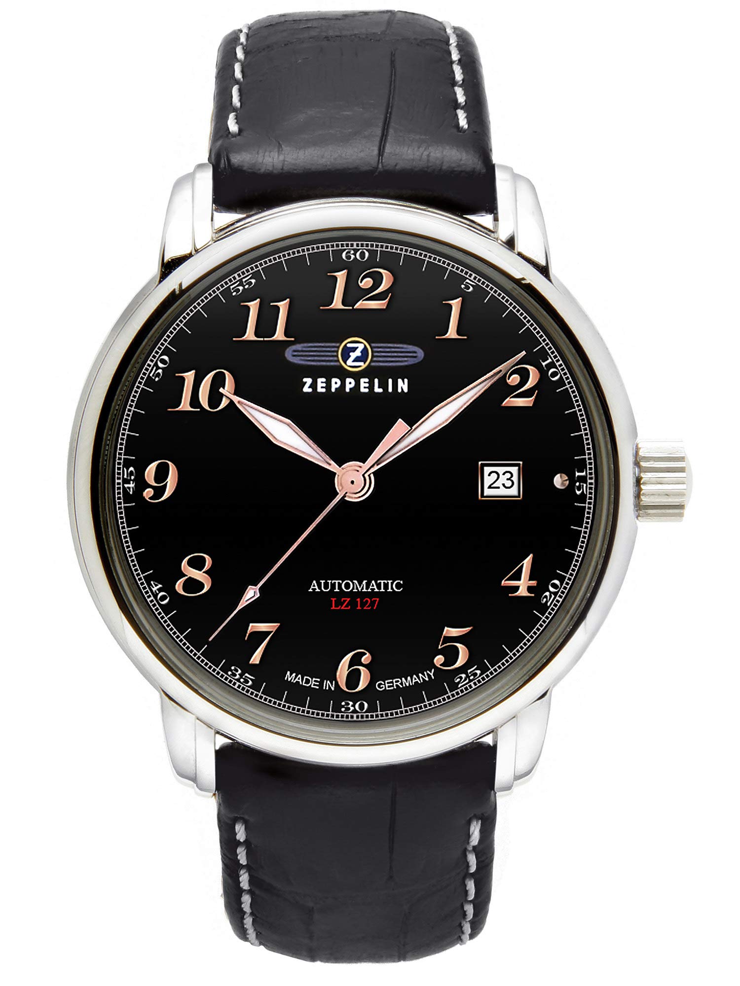 Elegante Zeppelin Automatik Herrenuhr Leder